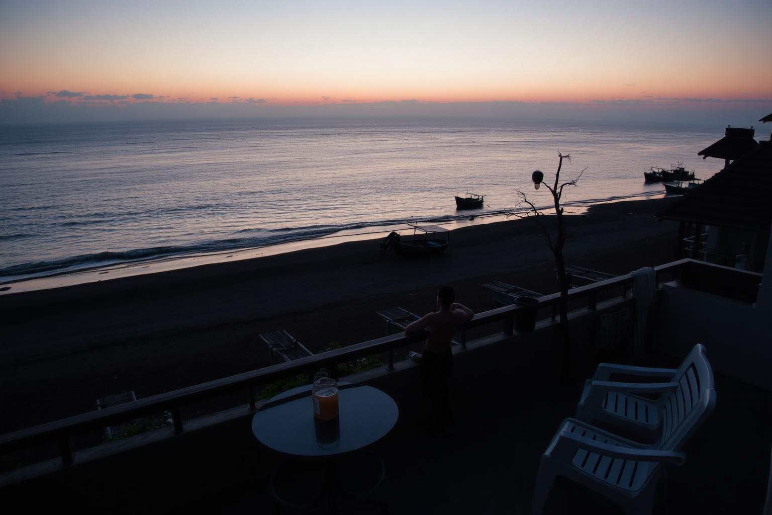 Guesthouse terrace facing the sea at Amed