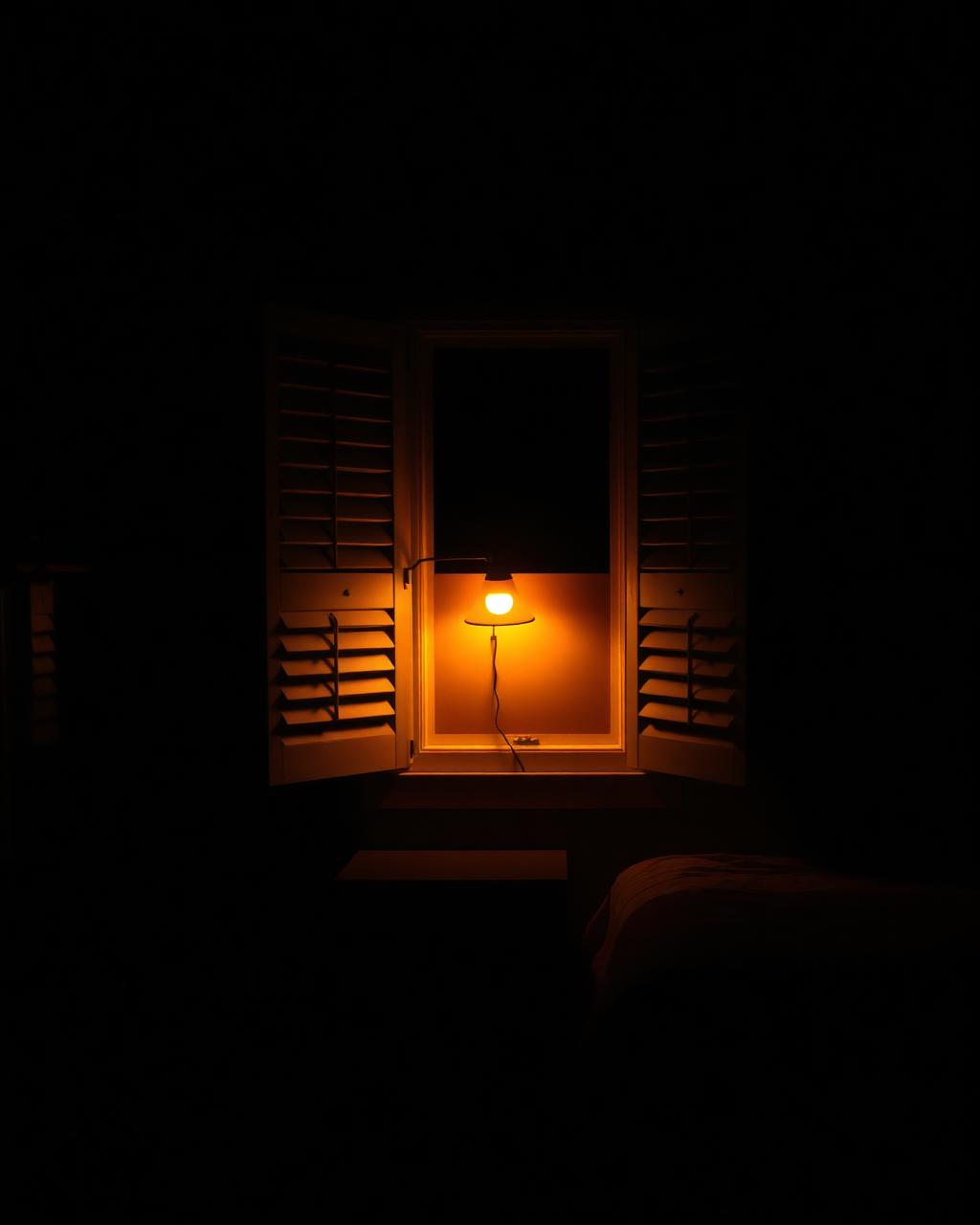 Lamp-lit room at night